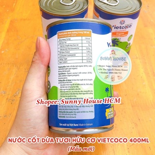 Nước Cốt Dừa Hữu Cơ Vietcoco 400ml [Date 2025]