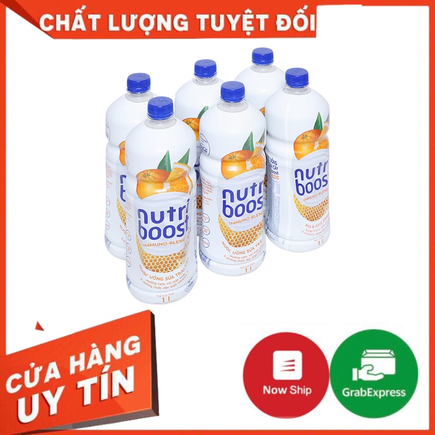Thùng 6 Chai Sữa NutriBoost Hương Cam 1L/chai - Sữa trái cây giải khát - Thức uống dinh dưỡng - Cho ngày dài năng động