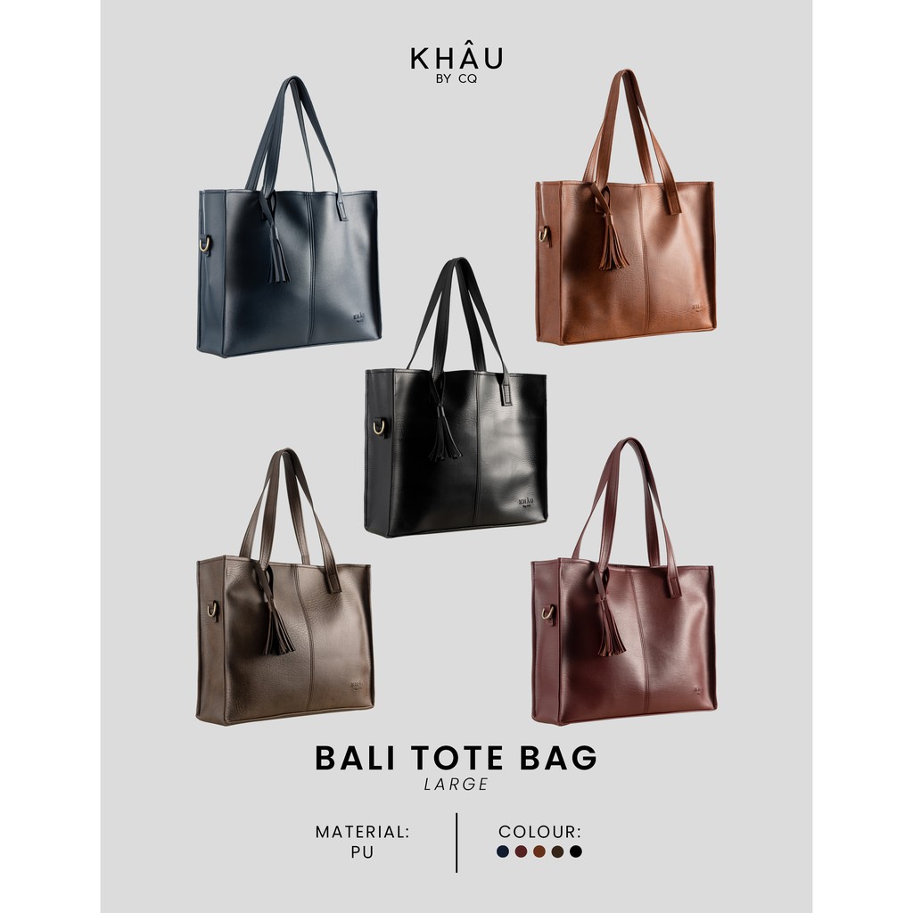 Túi tote da KHÂU BY CQ đeo chéo Bali (Size lớn) đựng vừa A4, Laptop