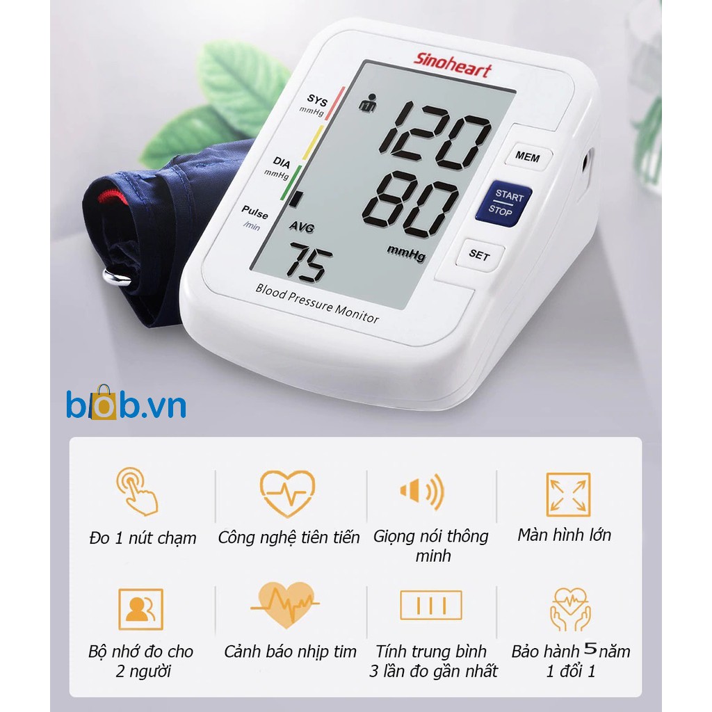 Máy đo huyết áp bắp tay Sinocare Sinoheart BA-801 Công nghệ Đức