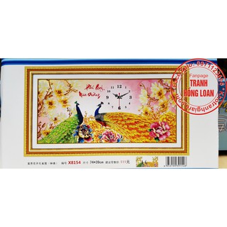 Tranh thêu chữ thập đồng hồ phú quý mãn đường X8154