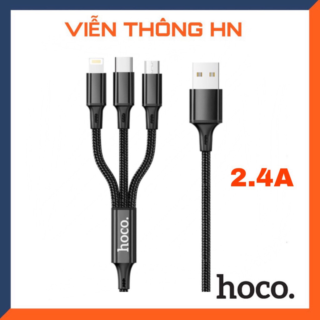 Cáp sạc 3 đầu hoco uc3 lightning micro usb type c - dây sạc 3 in 1 đa năng cho iphone samsung oppo  ... - vienthonghn