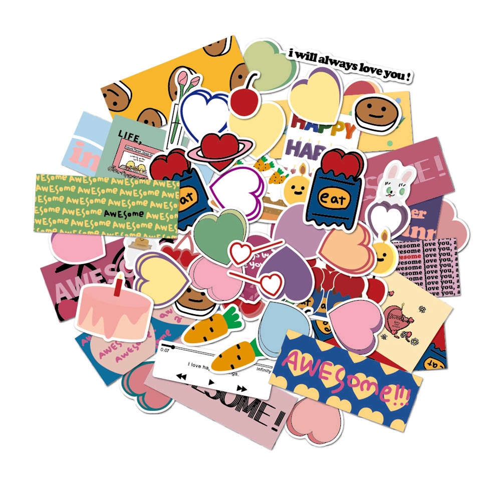 Set 60 sticker hoạt hình dán trang trí thủ công