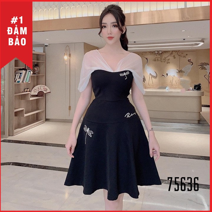 Đầm nữ dự tiệc xinh dáng xòe trễ vai Thời Trang Emy 75636