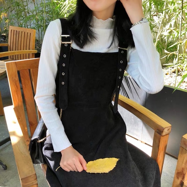M-4XL Set áo + yếm dáng dài vintage thu đông 2019