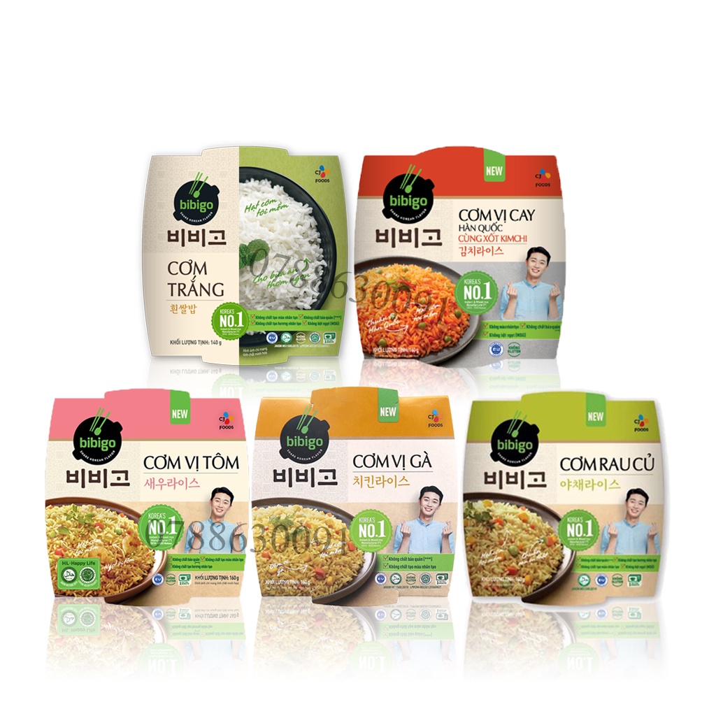 Cơm Hàn Quốc Xốt Kimchi vị cay/ Rau Củ/ Vị Gà/ Nếp Than/ Mầm Gạo Lứt/ Ngũ Cốc Bibigo