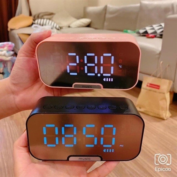 Loa bluetooth mini G10 cao cấp - Kiêm đồng hồ báo thức - Nghe đài FM, màn hình tráng gương hiển thị đèn led