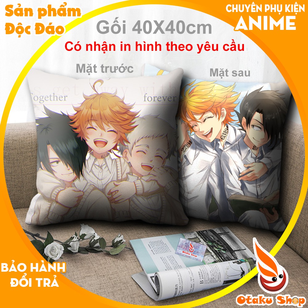 Áo gối, bao gối, gối sofa, gối tựa lưng 40x40 Anime Yakusoku no Neverland - The Promised Neverland - Otaku Shop