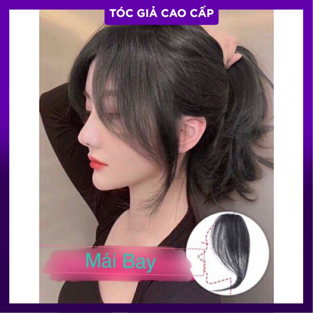 tóc kẹp mái bay tóc thật 2 bên