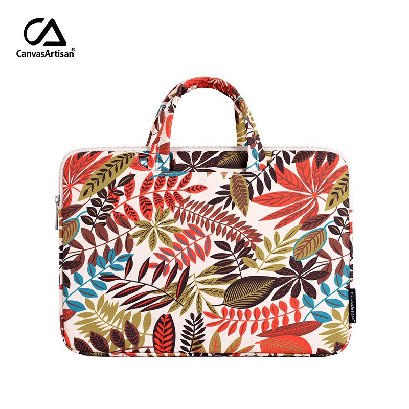 CanvasArtisan Túi vải hình hoa lá nhiều màu chống nước cho máy tính xách tay Matebook Air Pro acer dell 12 13 14 15 inch