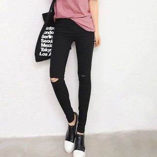 Quần Dài Bó Sát Rách Gối Thời Trang Cho Nữ