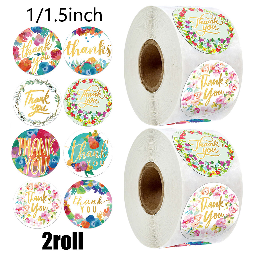 Set 1000 Sticker 25mm Họa Tiết Hoa Dùng Trong Trang Trí Tiệc Cưới
