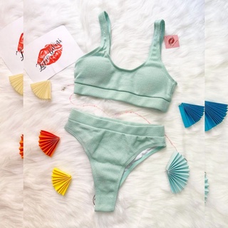 Bikini Hai Mảnh Len Tăm Quần Lưng Cao
