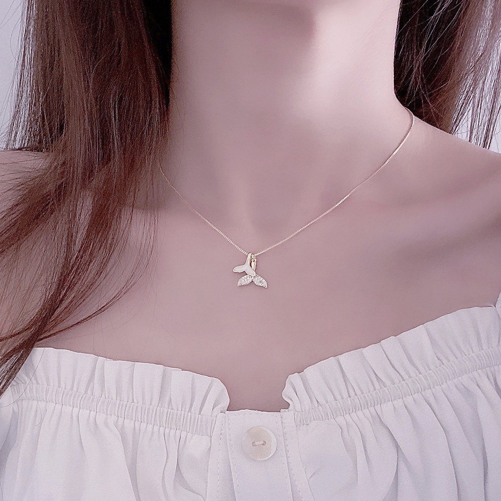 Vòng cổ Hình Đuôi Cá Đính Đá Zircon Lấp Lánh Sang Trọng 14K