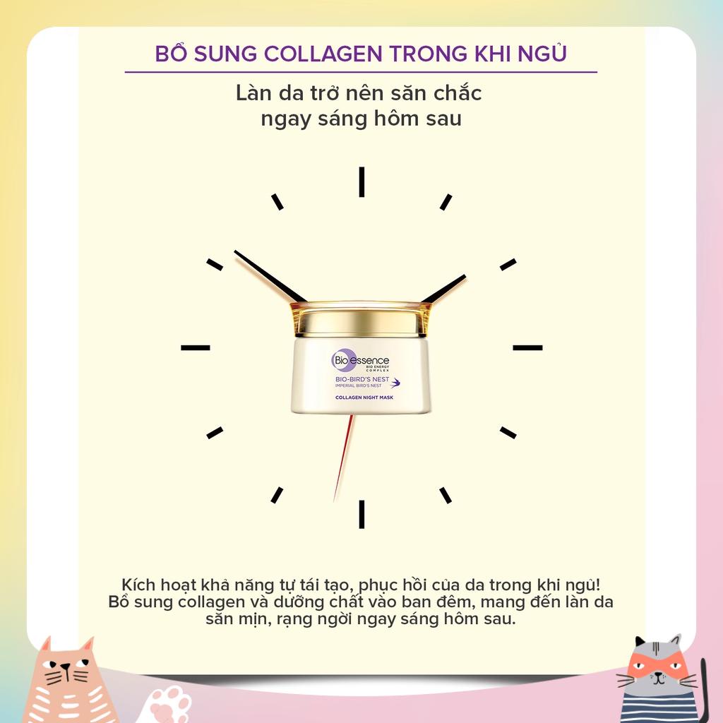 Mặt nạ ngủ Bio-Essence Bio-Bird's Nest Collagen Night Mask 50g dưỡng da ẩm min, căng bóng