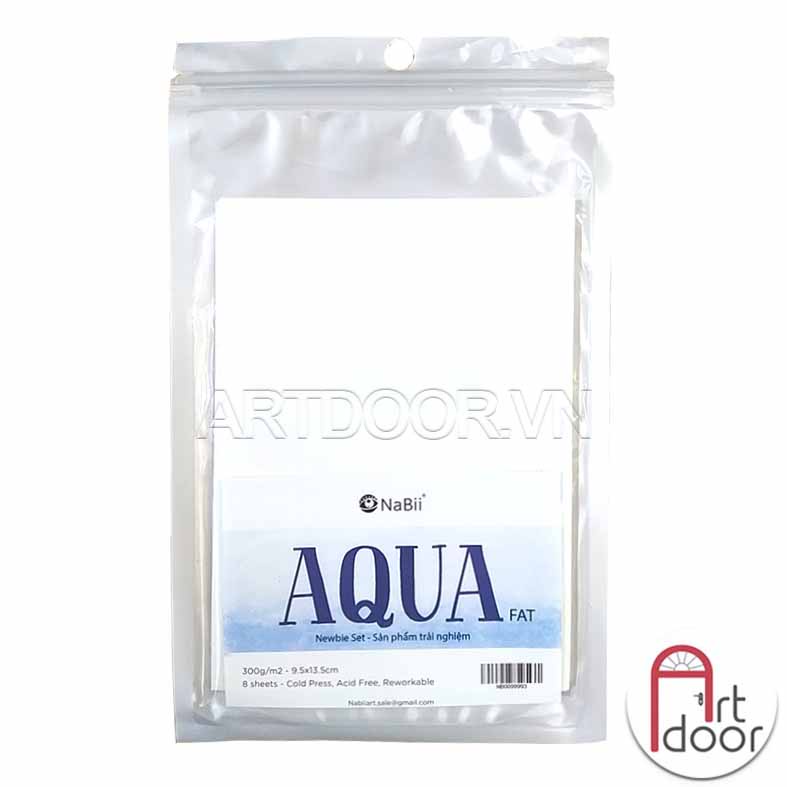 [ARTDOOR] Giấy vẽ màu nước NABII Aqua Fat 55% Cotton dày 300gsm (vân nổi Cold) - Newbie (8 tờ)
