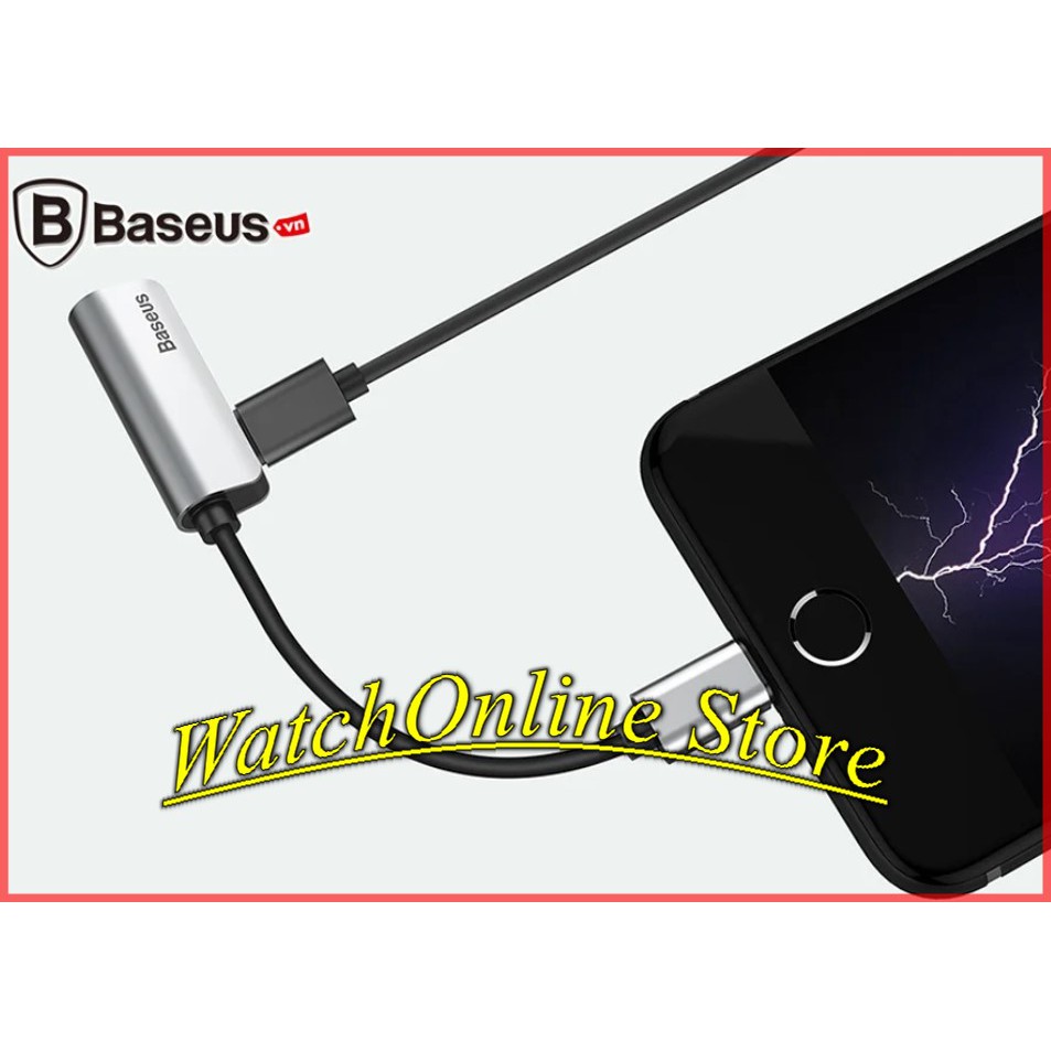 Bộ chuyển cổng Lightning sang Audio 3.5mm + Lightning tích hợp Baseus L32 cho iPhone 7/ 8/ iPhone X...
