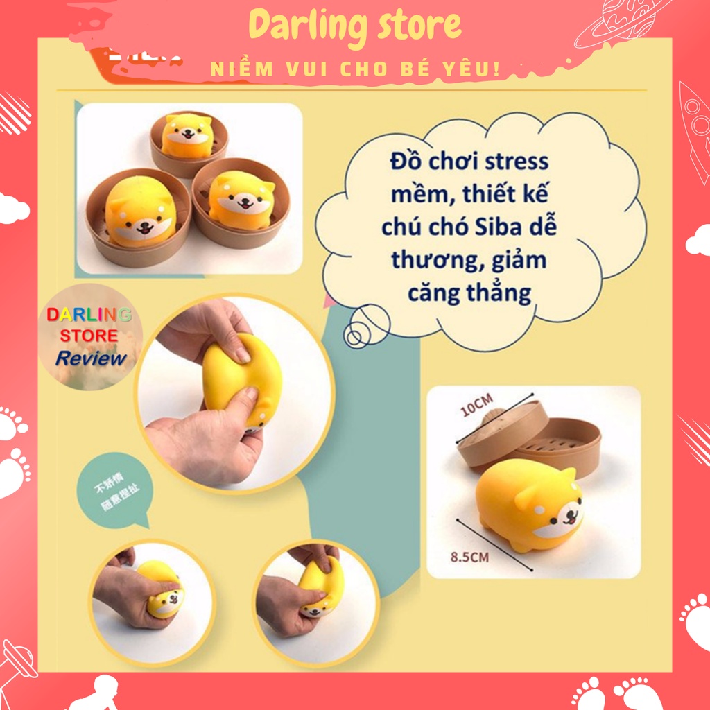 Đồ chơi squishy mô hình con Chó Siba bóp mềm stress, con chó Siba silicon bóp tay giảm stress hiệu quả