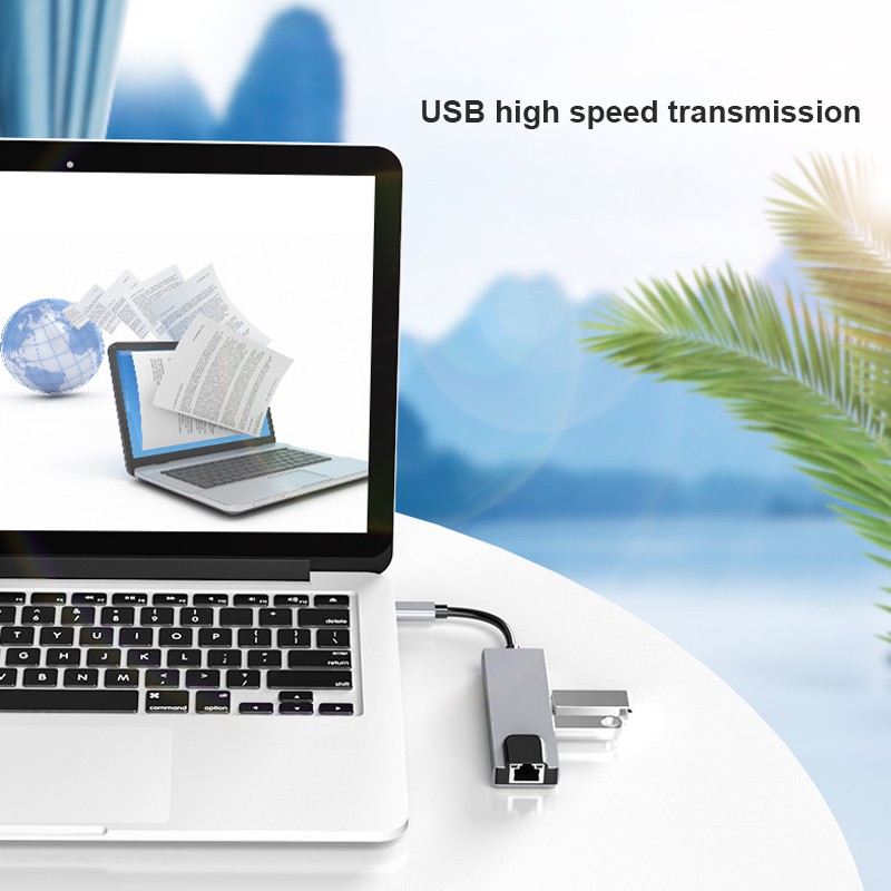 Hub Type-C sang HDMI/USB 3.0/Ethernet LAN/USB-C 5 trong 1 cho Samsung S10/HUAWEI