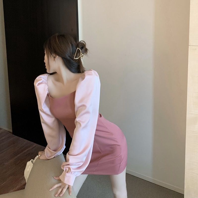 Đầm dáng suông tay phồng dài màu trơn phong cách nữ tính | BigBuy360 - bigbuy360.vn