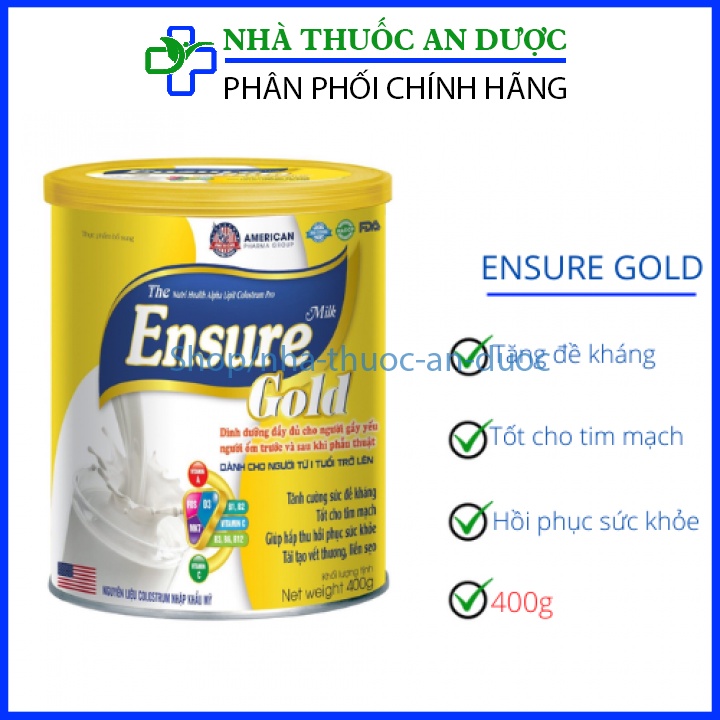 Sữa Ensure gold tăng cường sức đề kháng, tốt cho tim mạch, hấp thu phục hồi sức khỏe – Hũ 400g