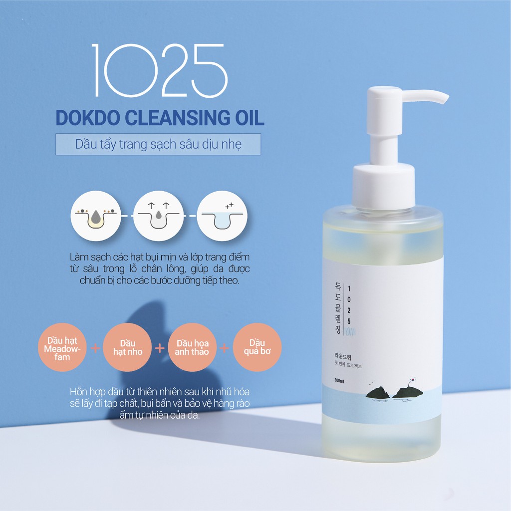 [Mã BMBAU50 giảm 7% đơn 99K] Dầu tẩy trang dịu nhẹ Round Lab 1025 Dokdo Cleansing Oil 200ml