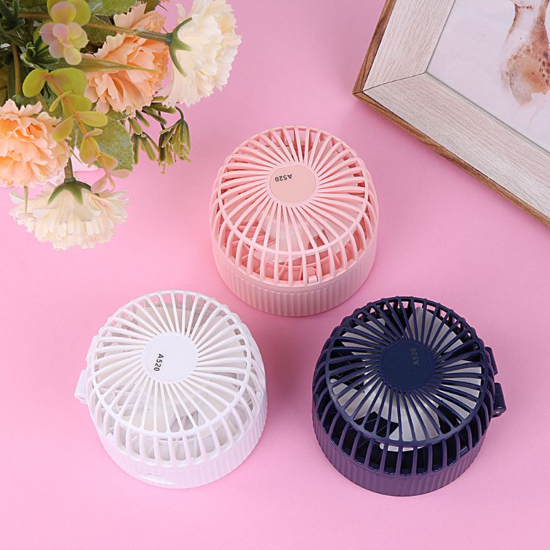 Quạt Mini Cầm Tay Có Thể Sạc Lại Kèm Gương Trang Điểm Tiện Dụng