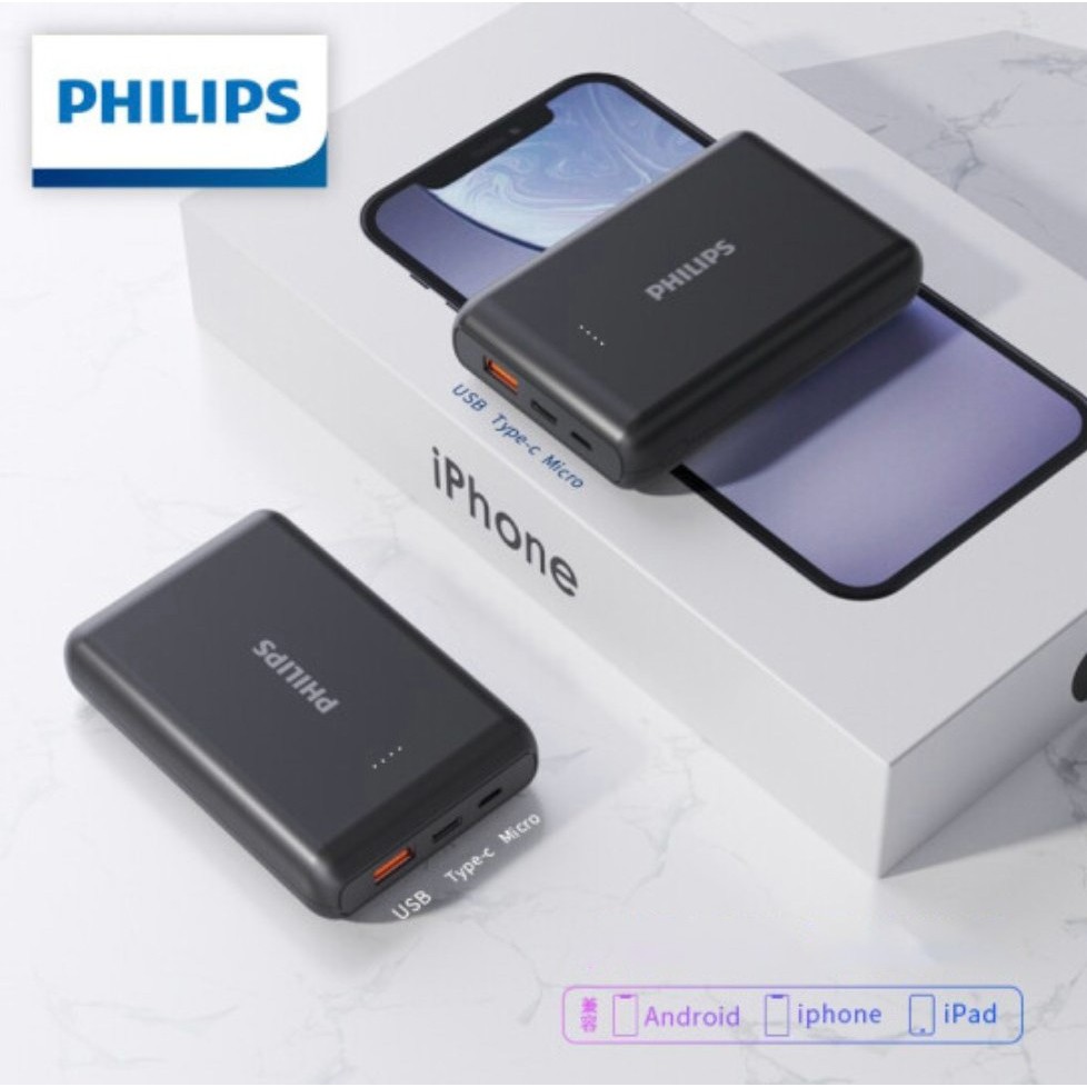 Sạc Dự Phòng Philips iPhone PD 20W DLP2005W 20000mAh DLP2004W 10000mAh PowerCore Slim Sạc Nhanh,2 Cổng Đầu Ra PD Max 20W