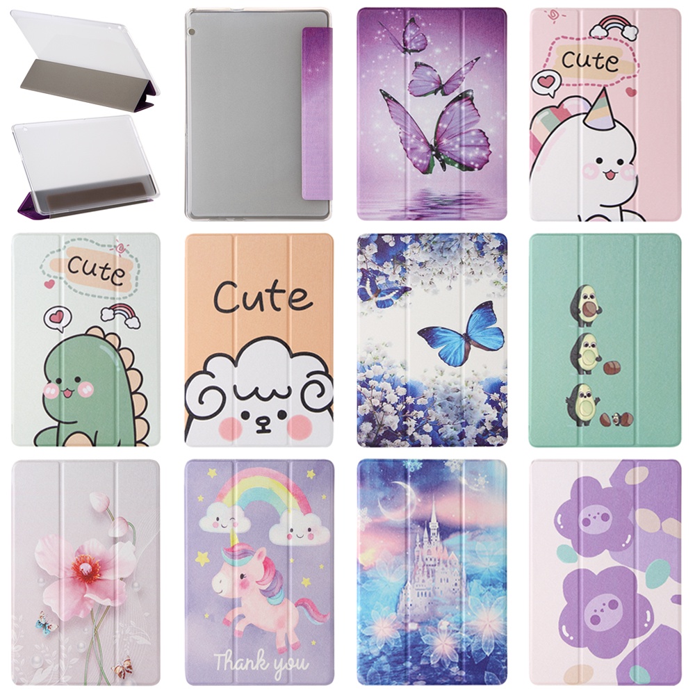 Bao Da Máy Tính Bảng PU Viền Silicone Dẻo Nắp Lật Cho Huawei MediaPad T5 10.1 inch AGS2-W09 AGS2-W19 AGS2-L03 AGS2-L09