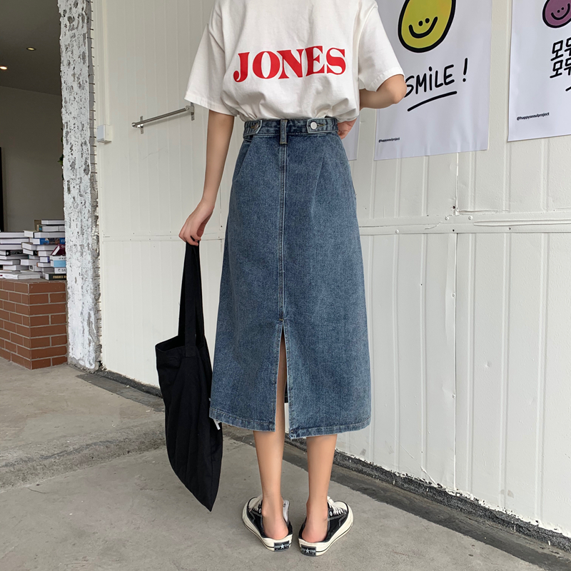 Chân Váy Denim XIAOZHAINV Dáng Chữ A Xẻ Tà Phong Cách Ulzzang Hàn Quốc Dễ Phối Đồ | BigBuy360 - bigbuy360.vn