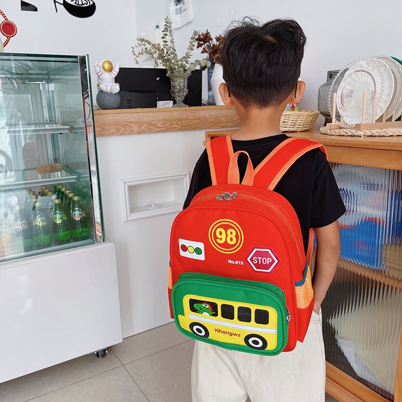 Balo trẻ em, balo cho bé đi học mẫu giáo mầm non hình ô tô xinh xắn chất liệu cao cấp BinBoKids