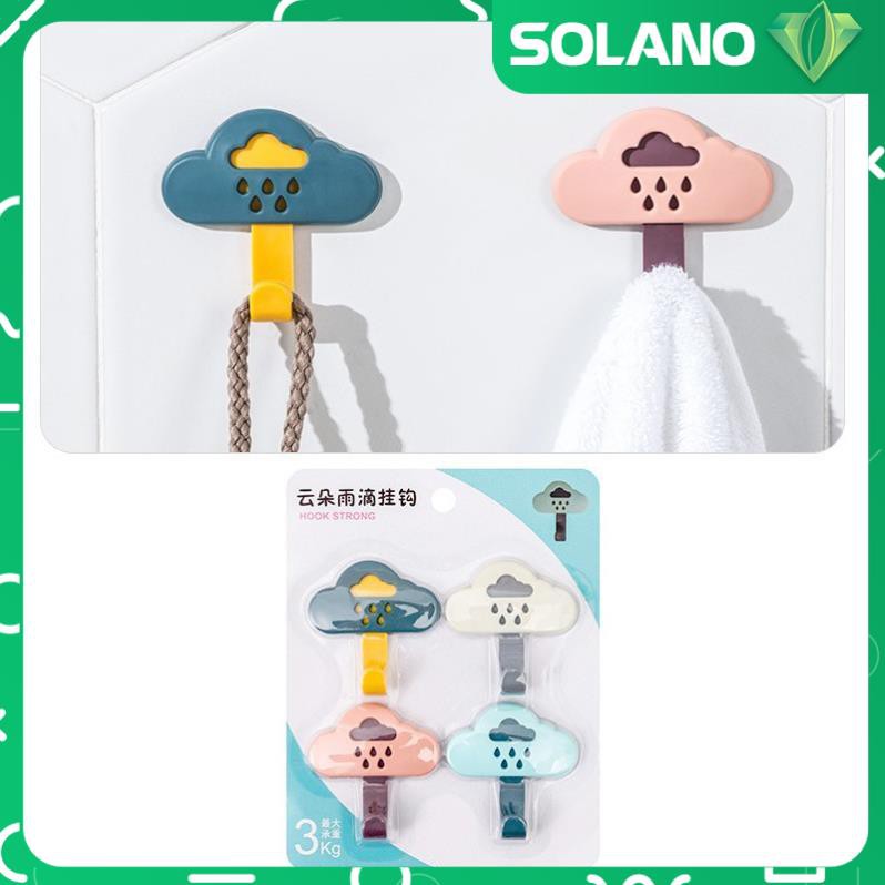 Móc dán tường SOLANO móc treo dán tường hình đám mây nhiều màu dính tường siêu chắc HG-001215