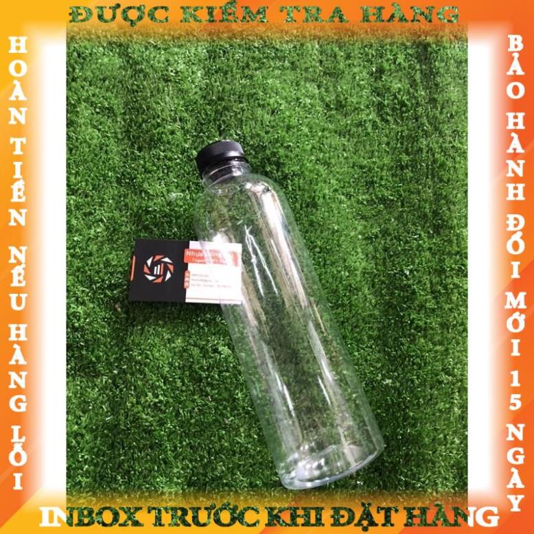 Chai nhựa tròn nắp đen miệng rộng NHỰA ĐỒNG NAI 1000ml dày dặn - đựng nước, trà sữa - kèm nắp duyenket