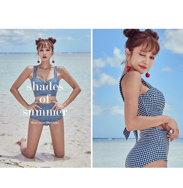 Bộ đồ bơi - bikini hoạ tiết caro trẻ trung, hiện đại