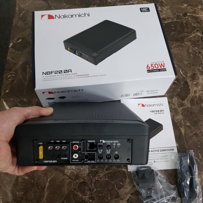 Bộ Loa SUB siêu trầm đặt gầm ghế xe ô tô, thương hiệu Nhật Bản NAKAMICHI NBF20.0A - HÀNG NHẬP KHẨU
