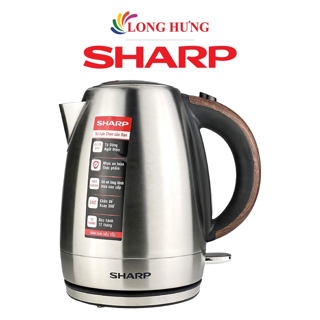 [Mã ELHADEV giảm 4% đơn 300K] Bình đun siêu tốc Sharp 1.7 lít EKJ-17EVSD-WD - Hàng chính hãng