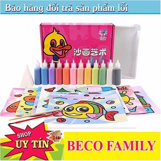 Tô màu tranh cát cho bé trai, bé gái (Bộ 12 tranh cát - kèm 12 lọ cát màu)