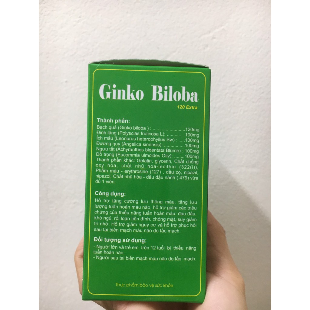 Viên Ginko Biloba bổ não 120mg (hộp 100 viên) - Nhà thuốc Nhật Thành
