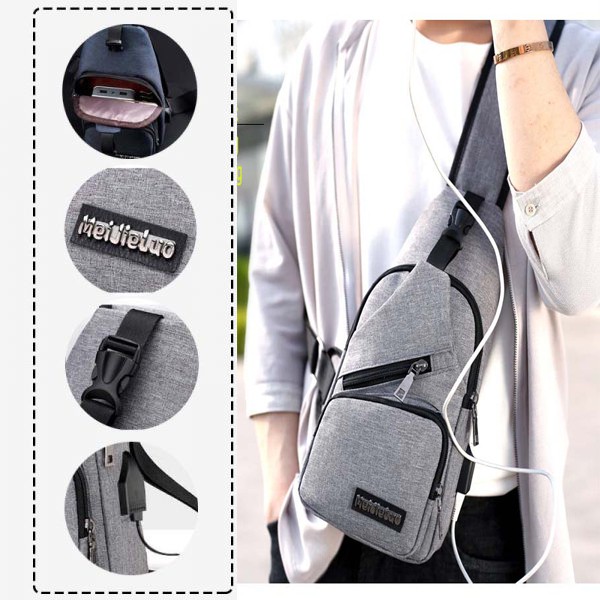 Túi Đeo Chéo Nam Phong Cách Hàn Quốc Túi Đeo Chéo Vải Bố và Kèm Sặc Pin Dự Phòng 20k mah | BigBuy360 - bigbuy360.vn