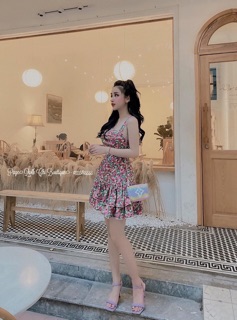 Đầm xoè tiểu thư hai dây tầng (Ảnh thật shop chụp)
