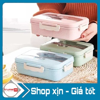 Hộp Đựng Cơm Nhựa  3 Ngăn Tiện Lợi - Hộp Cơm Trưa Văn Phòng Picnic Dễ Dàng Sử Dụng (Kèm Đũa & Muỗng)