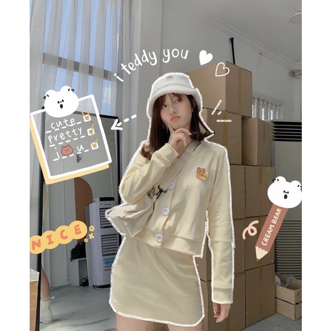 |TEDDY SET| Set len gân gấu teddy vàng chanh TLÉA