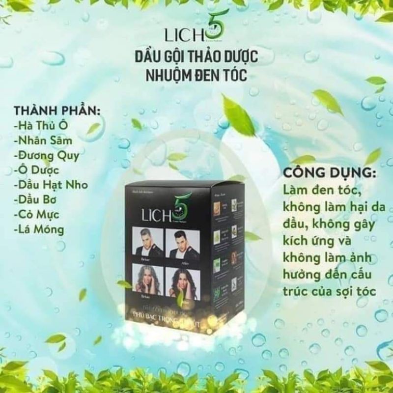 Dầu gội thảo dược nhuộm tóc đen LiCH 5 ( đen hoặc đen nâu)