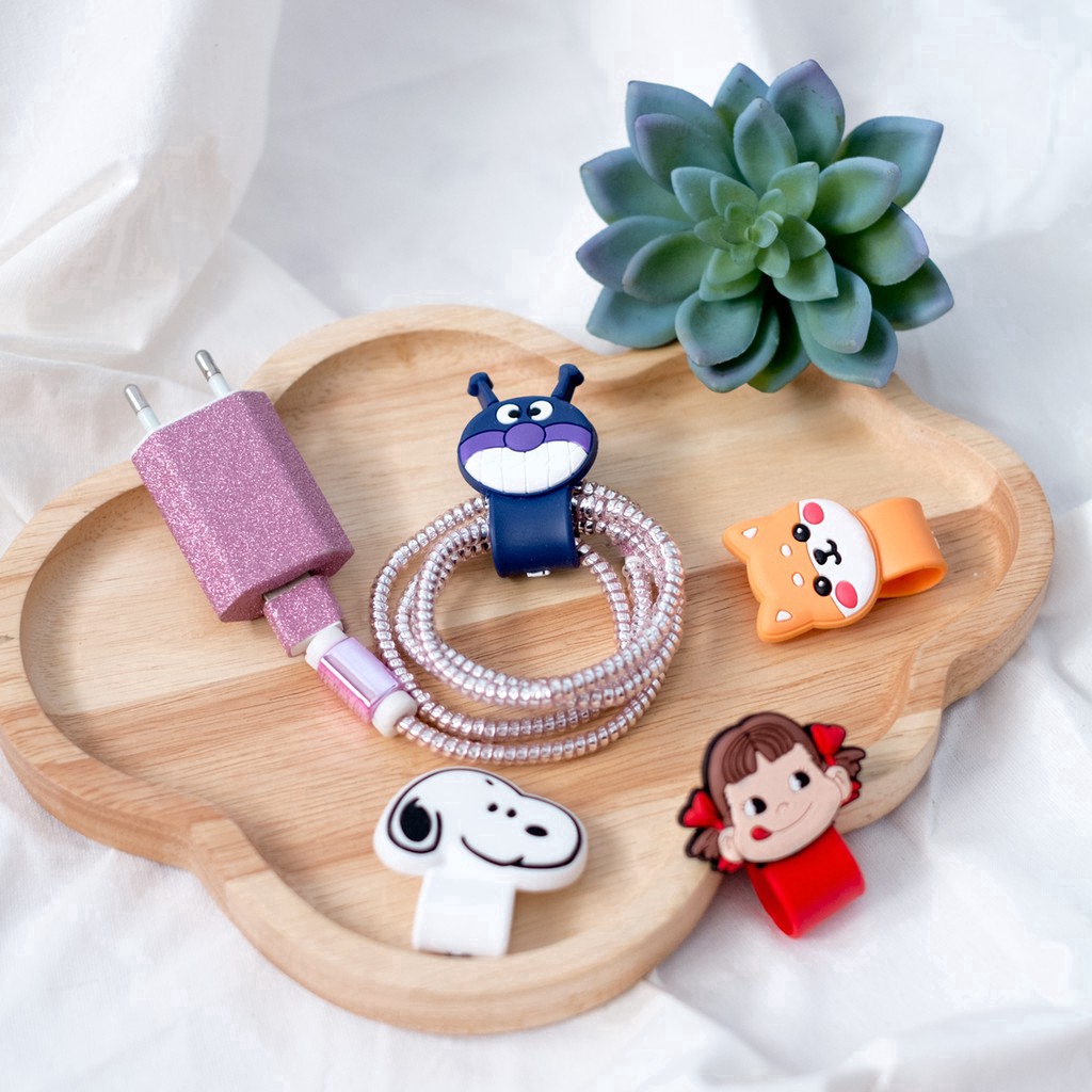 Dụng cụ quấn dây cáp sạc/ tai nghe kiểu hoạt hình dễ thương tiện lợi