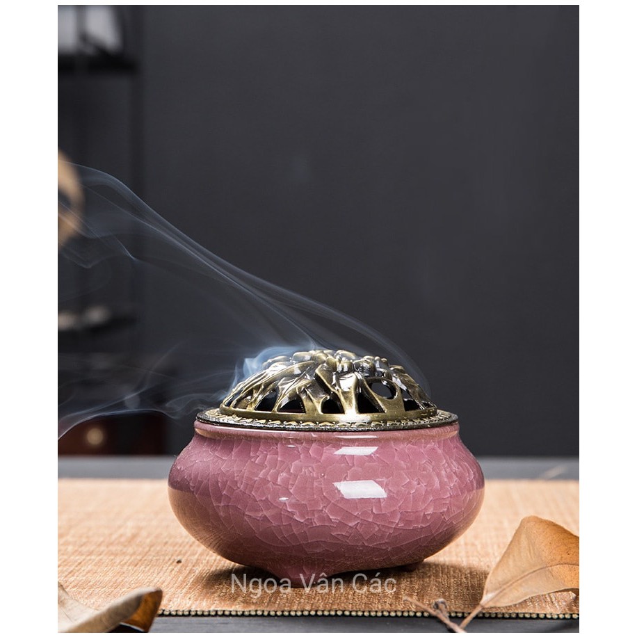 Lư xông trầm hương đỉnh đốt nhang gốm sứ men rạn | BigBuy360 - bigbuy360.vn