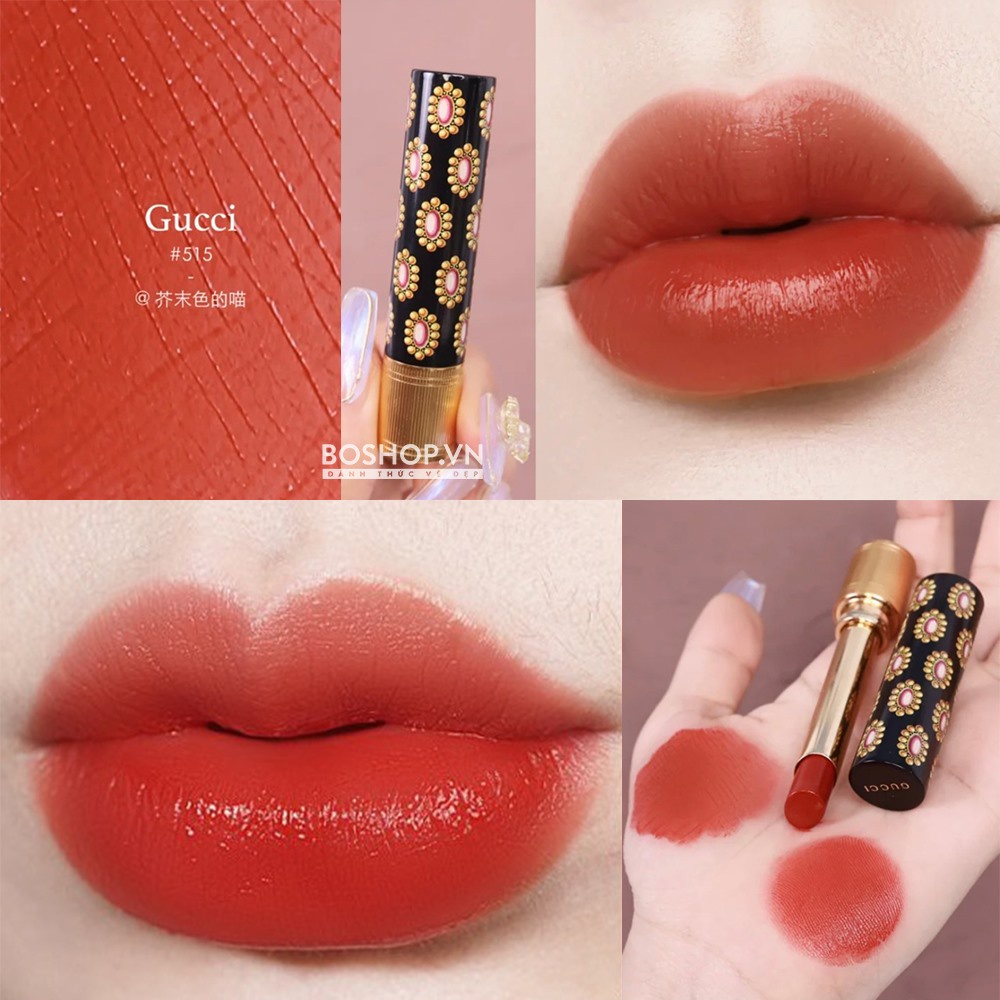 Son trang điểm Gucci vỏ hoa brillant glow and care (new 2021)