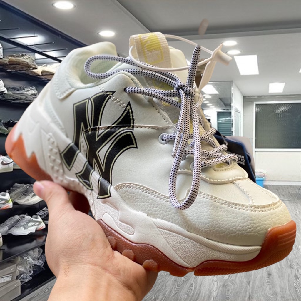 Giày thế thao MLB NY đế nâu  logo chuẩn in 3D  , Tăng chiều cao 5cm full bill box SC - Yabi_boutique