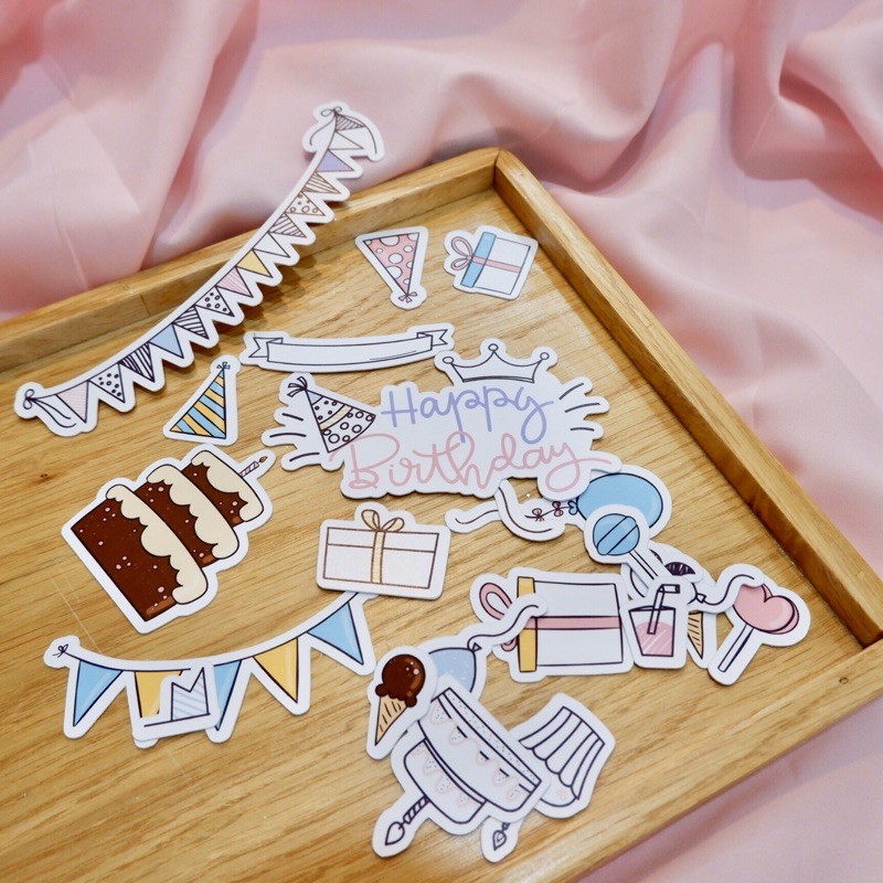 SINH NHẬT - Sticker die-cut - Sticker cắt rời - Nguyên liệu làm Scrapbook Handmade