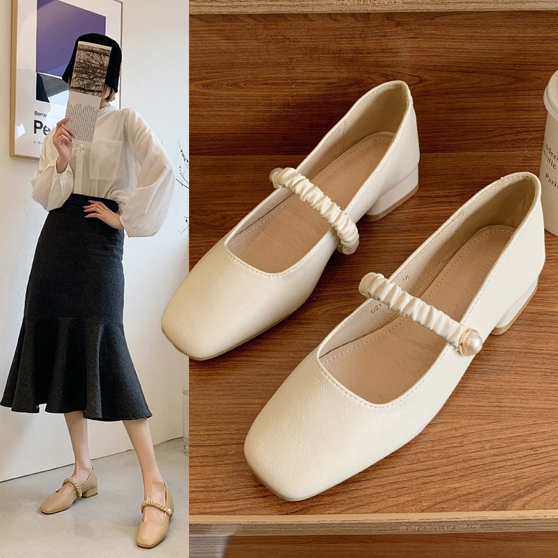 Giày IELGY cao gót mũi vuông phong cách Hàn Quốc xinh xắn dành cho nữ