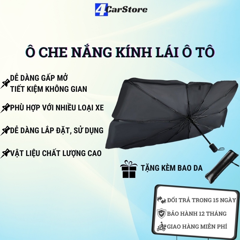 Ô che nắng kính lái xe ô tô RUNDONG có lớp bạc cách nhiệt | Vải ô siêu mềm, chống UV, chống bám bẩn, kích thước nhỏ